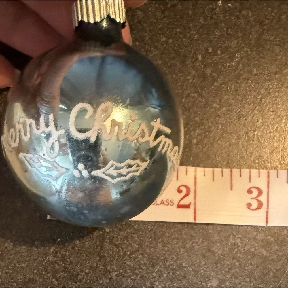 VTG 50s Shiny Brite Stenciled Merry Christmas Mercury Glass Ornament MCM Holiday
